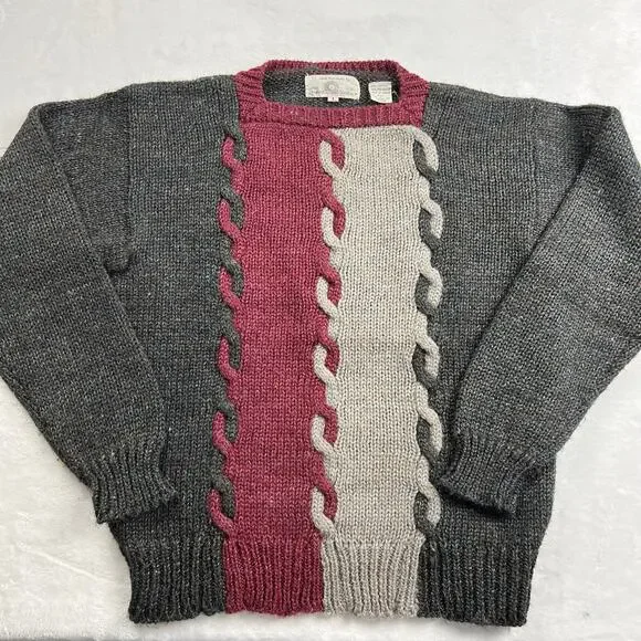 Howland Steinbach Vintage Knit Sweater Women's size Small Gray Maroon 1980s - Picture 1 of 6